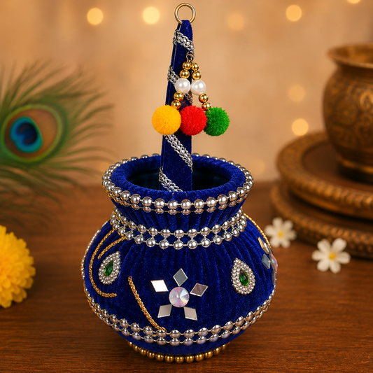 Premium Handcrafted Laddu Gopal Makhan Matki Decor – Janmashtami Festival Decoration (pack of 2 )