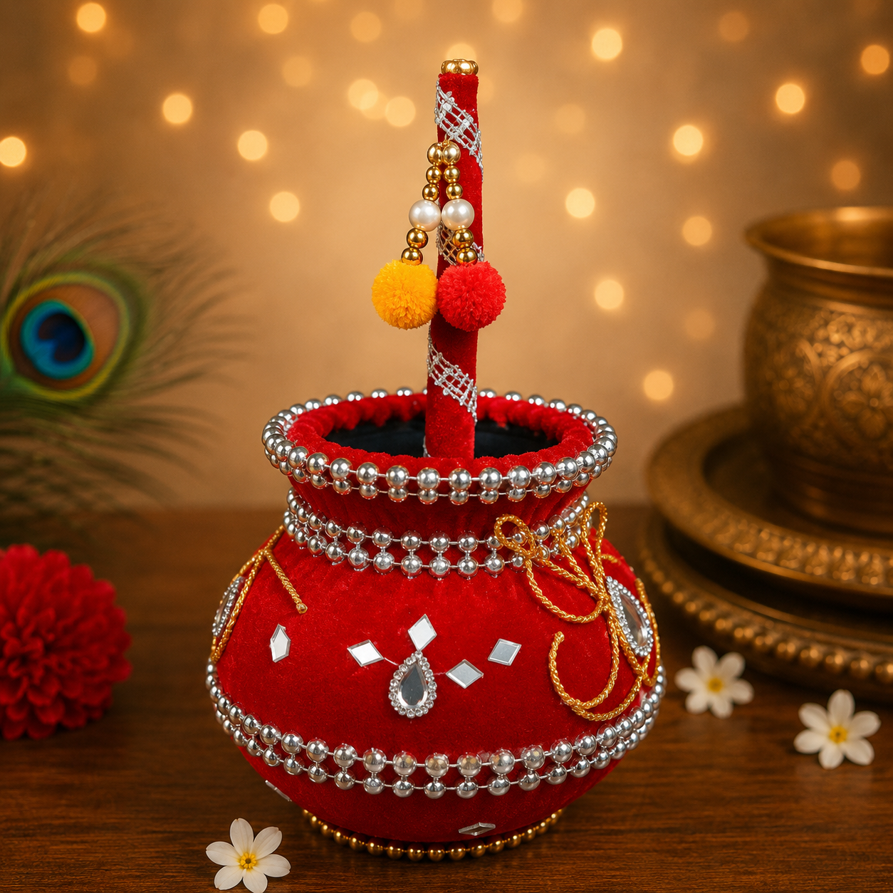 Premium Handcrafted Laddu Gopal Makhan Matki Decor – Janmashtami Festival Decoration (pack of 2 )